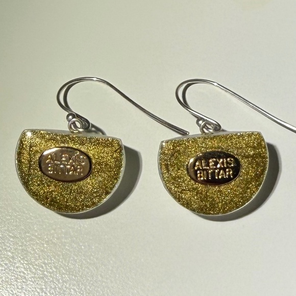 Alexis Bittar Hand Carved Clear White Lucite Half Circle Earrings - Picture 2 of 4